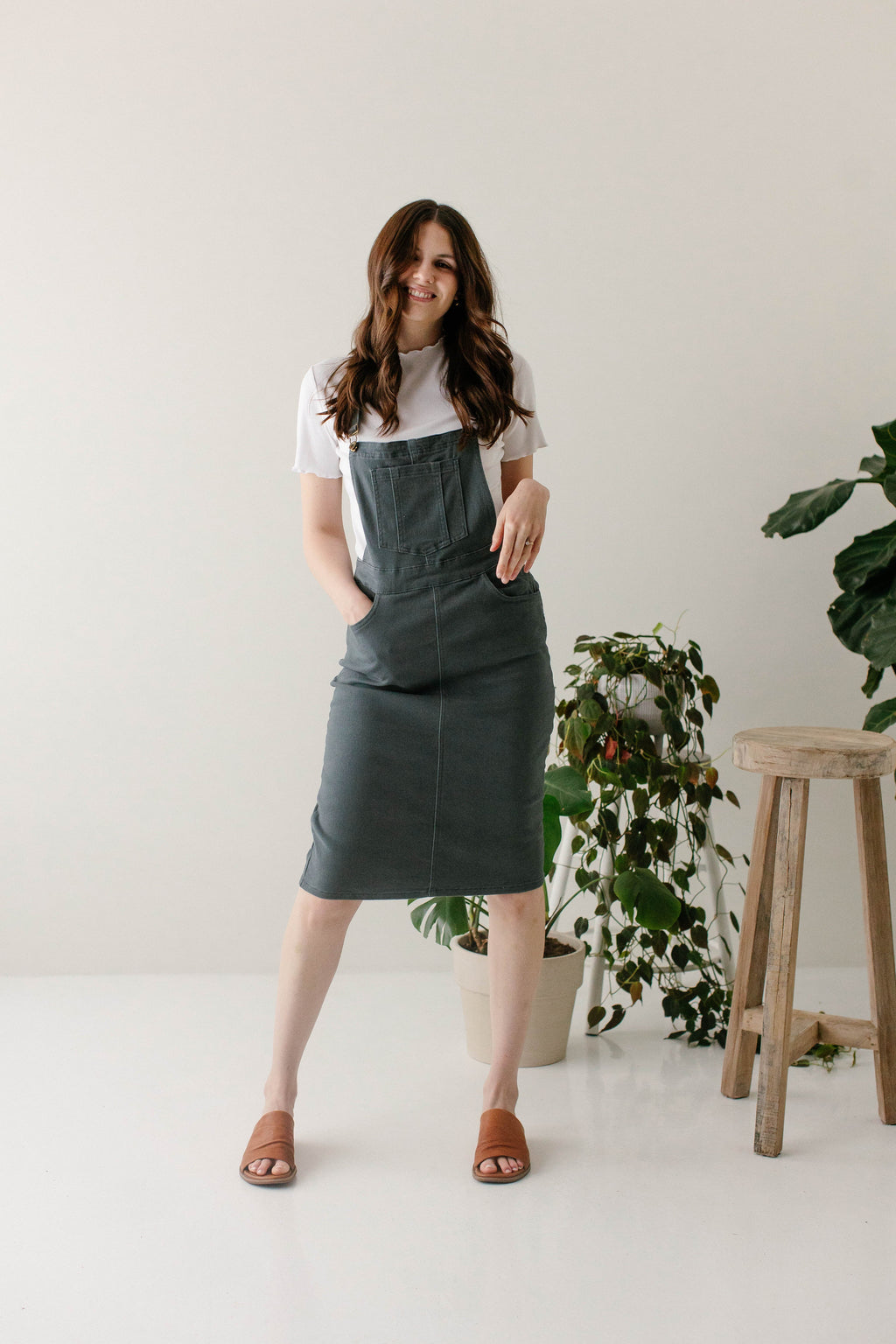 'Reagan' Stretch Denim Overall Dress FINAL SALE