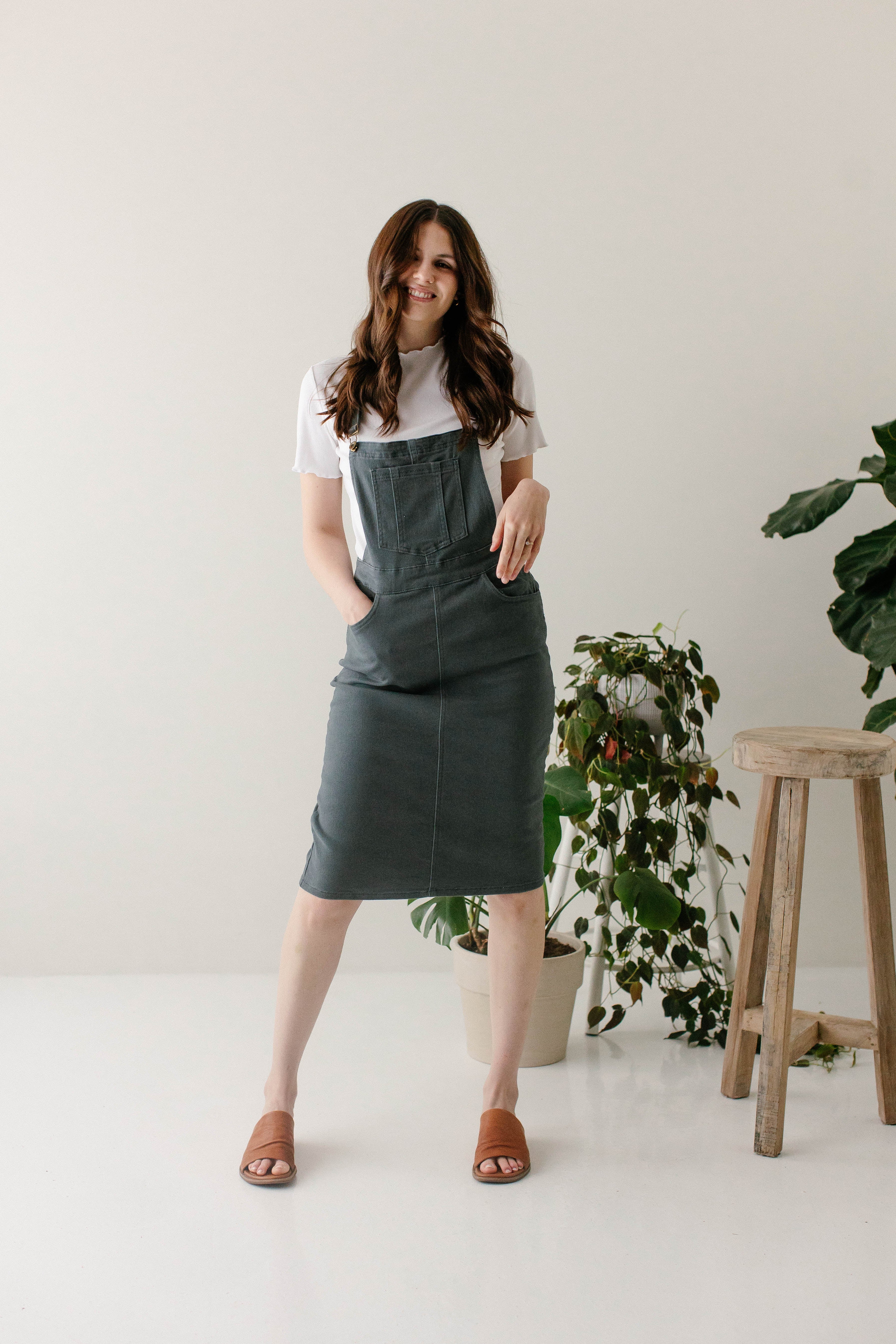 'Reagan' Stretch Denim Overall Dress FINAL SALE