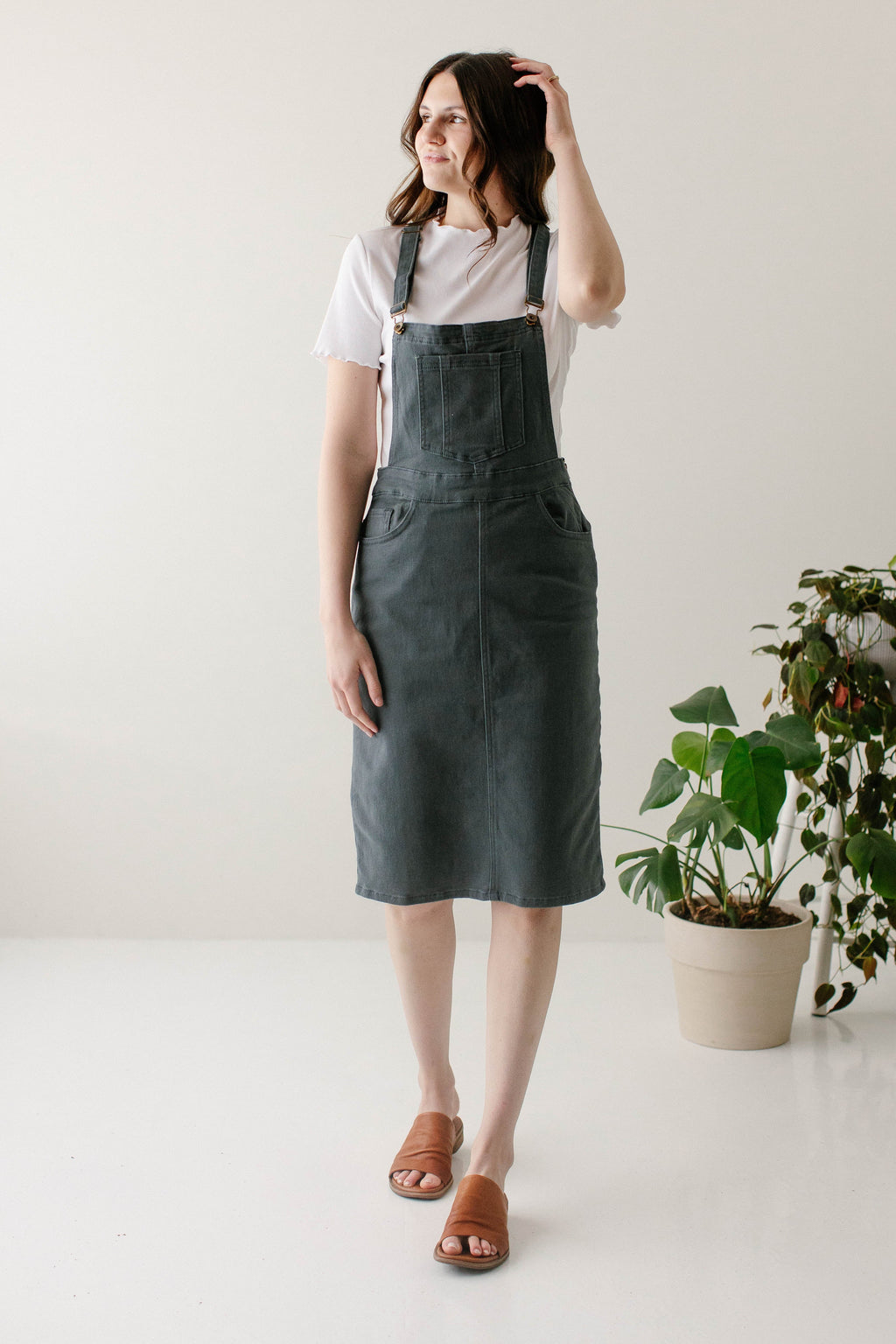'Reagan' Stretch Denim Overall Dress FINAL SALE