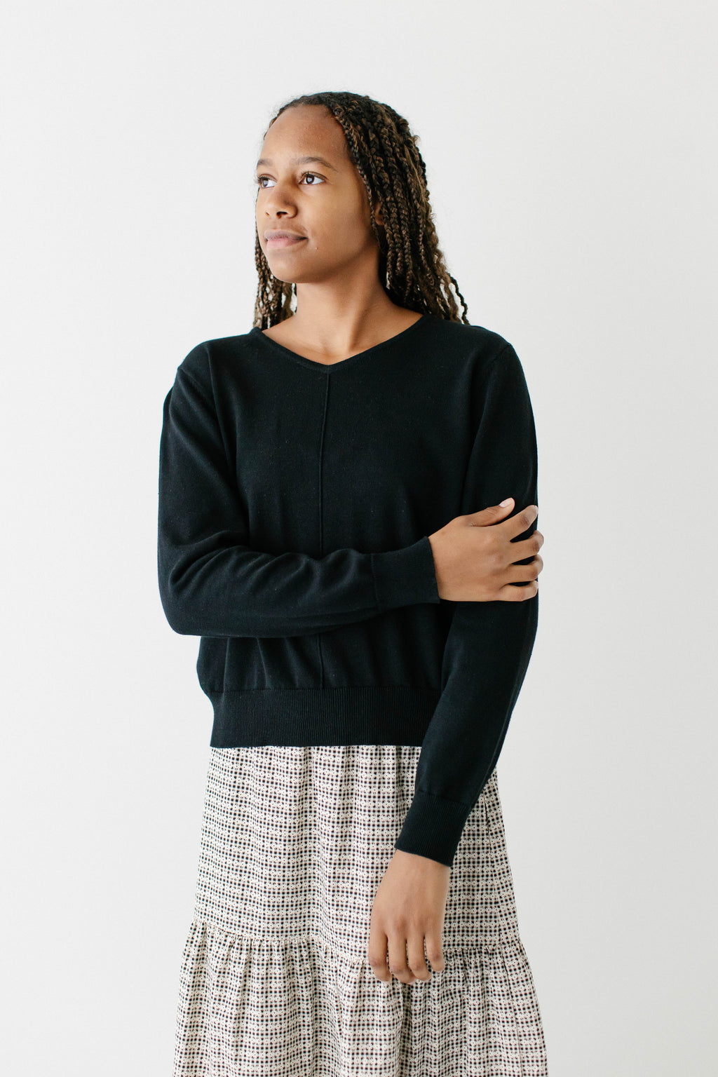 'Kelsie' Lightweight Cotton V-Neck Sweater