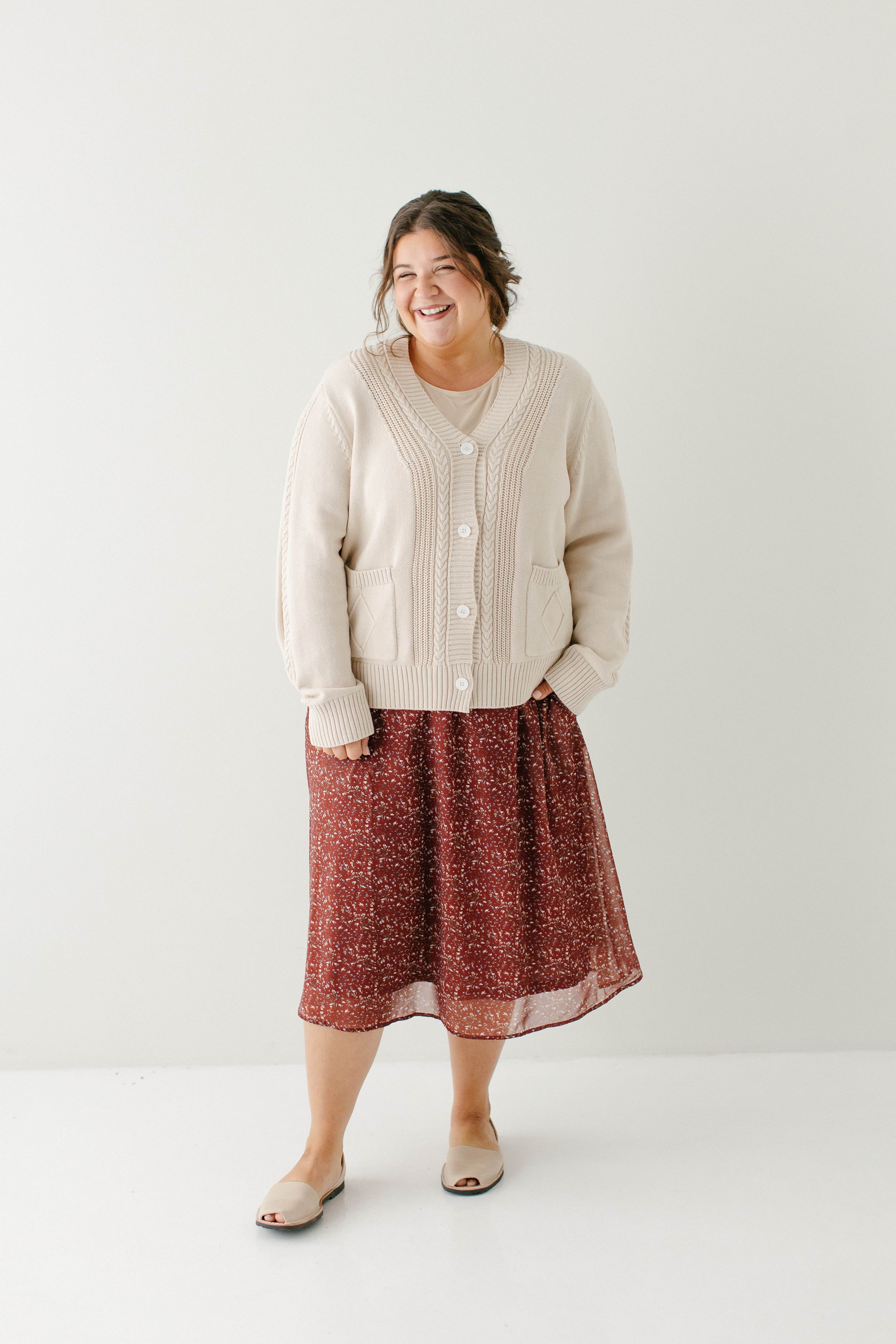 'Blaine' Cable Knit Detail Cotton Cardigan