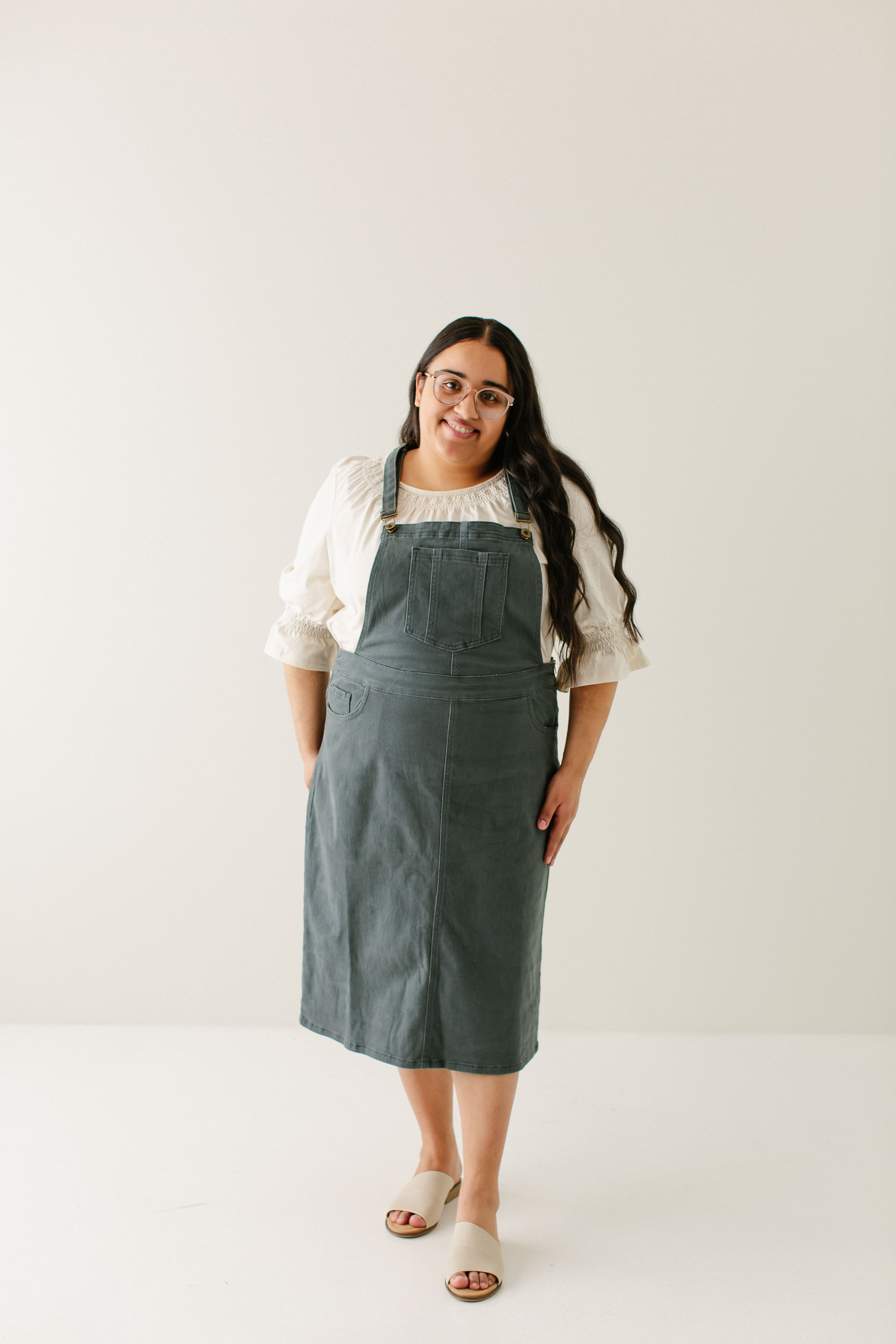 'Reagan' Stretch Denim Overall Dress FINAL SALE