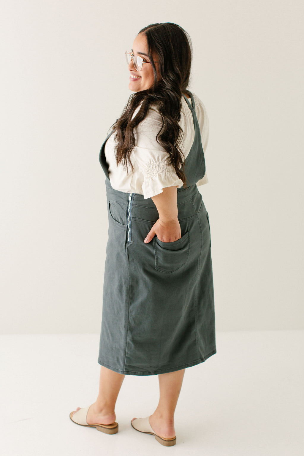 'Reagan' Stretch Denim Overall Dress FINAL SALE