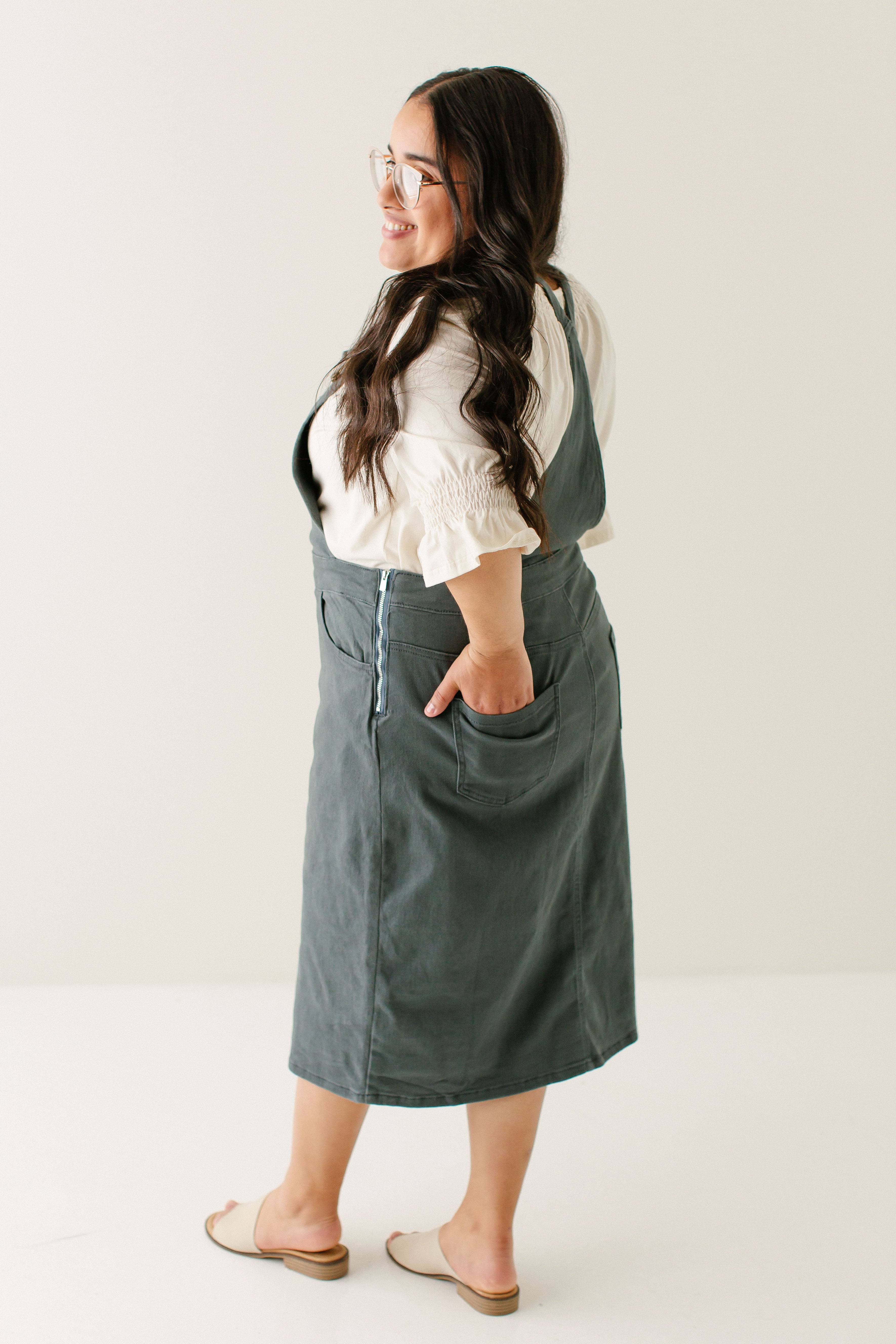 'Reagan' Stretch Denim Overall Dress FINAL SALE